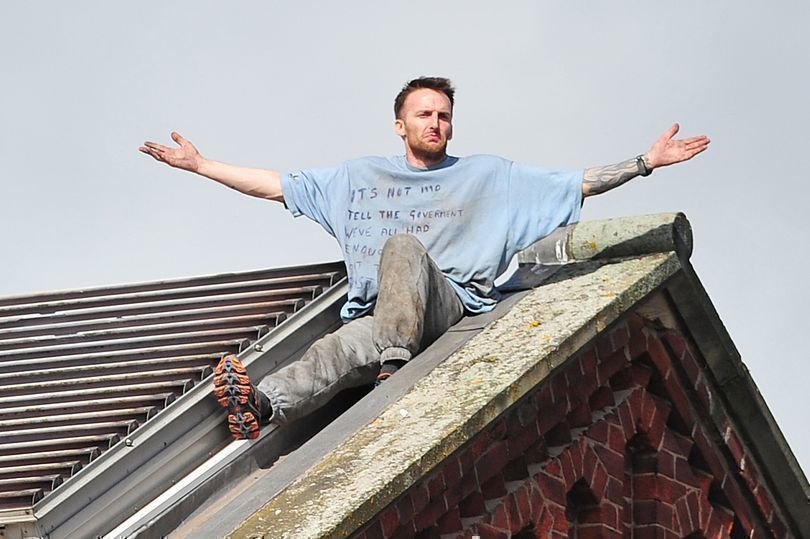 Prisoner Stuart Horner on the roof of HMP Manchester